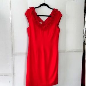 Kay Unger Elegant Red Sleeveless Dress SZ 10 Chic Colorful Cocktail 100%silk